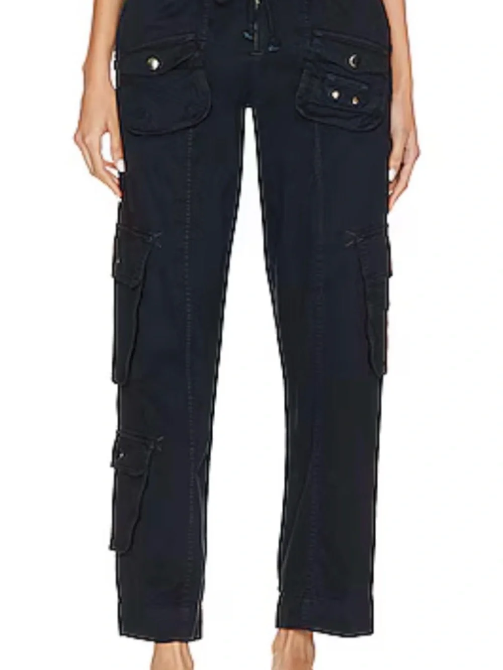 FREE PEOPLE Tahiti Cargo Pocket Utility Pants - Black and Dusty Rose - Picture 10 of 12
